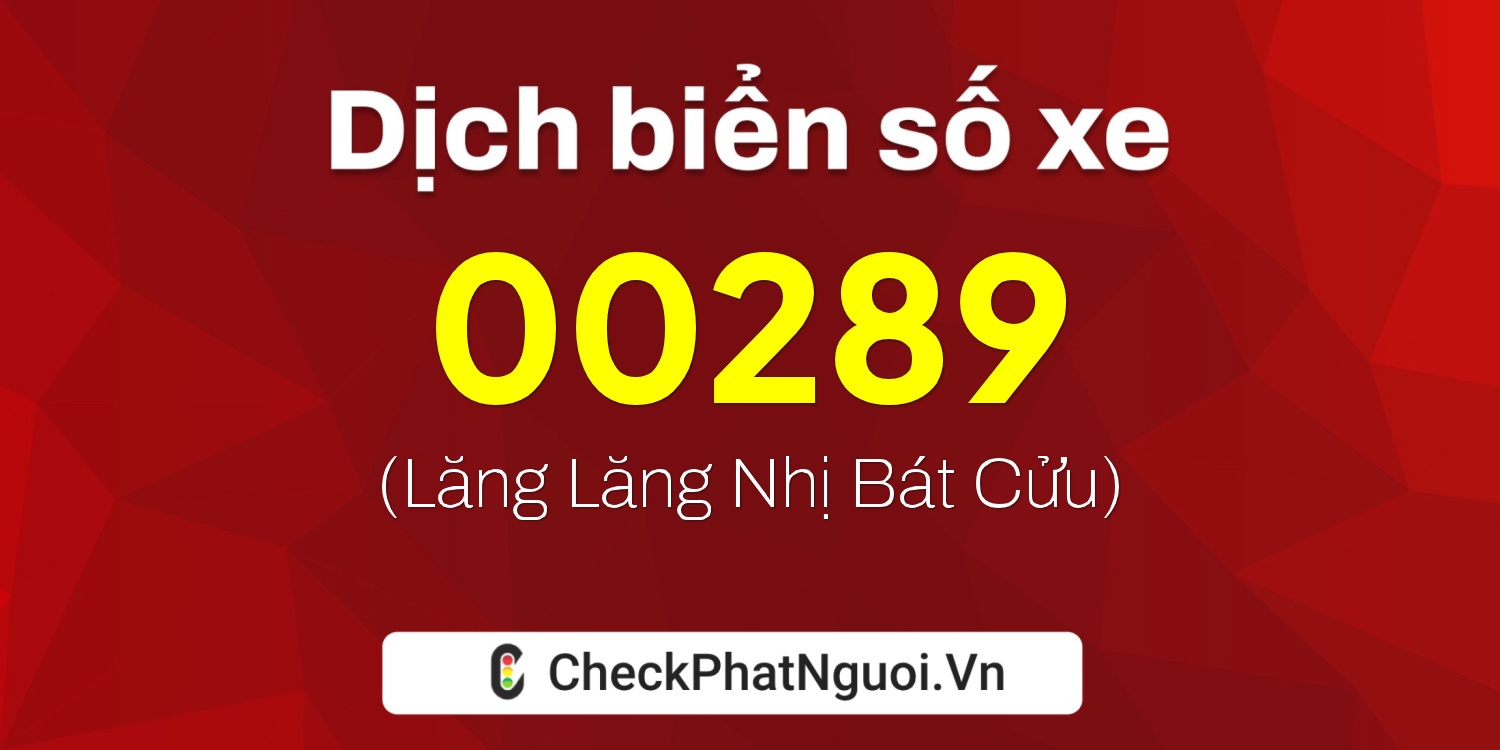 Dịch ý nghĩa <b>biển số xe 47AC-00289</b> tại website checkphatnguoi.vn