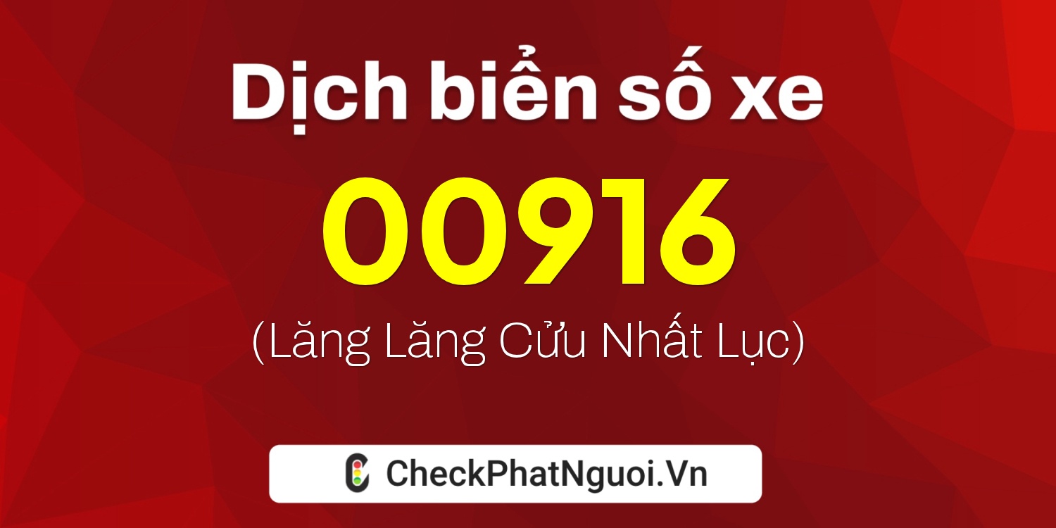 Dịch ý nghĩa <b>biển số xe 35AE-00916</b> tại website checkphatnguoi.vn