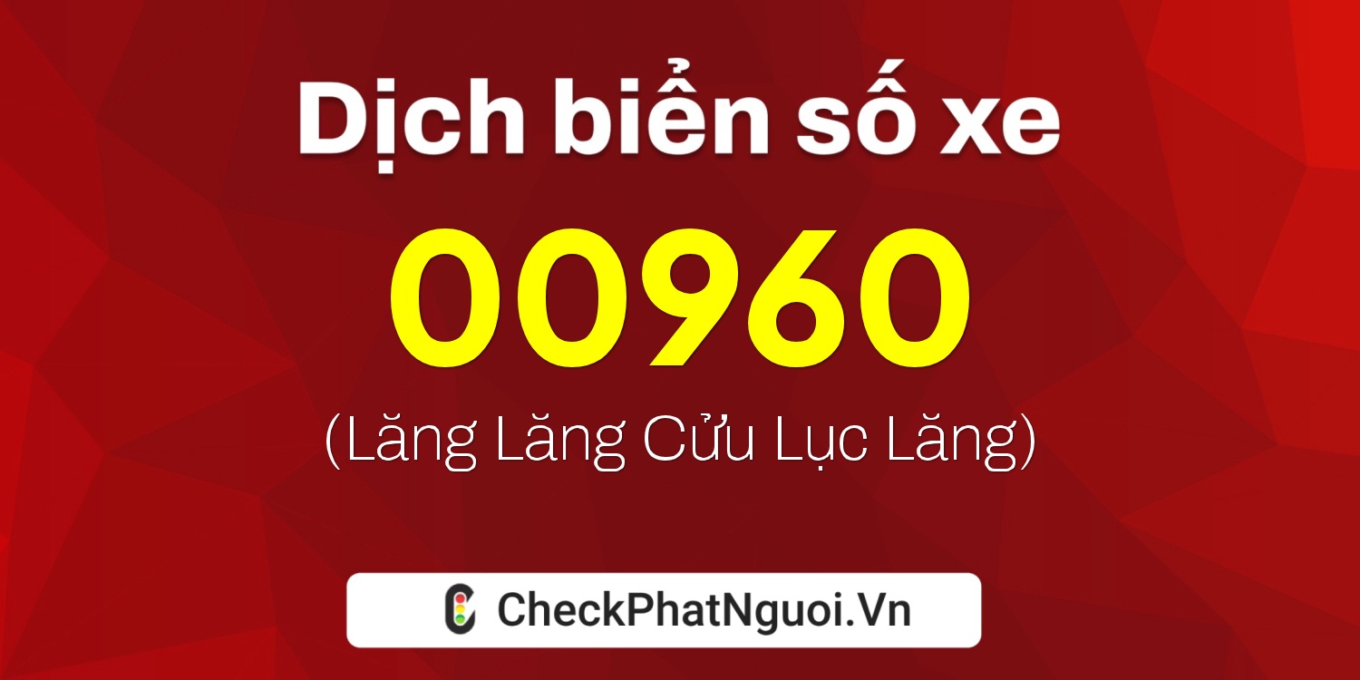 Dịch ý nghĩa <b>biển số xe 95R1-00960</b> tại website checkphatnguoi.vn