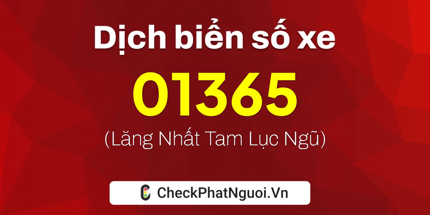 Dịch ý nghĩa <b>biển số xe 63D1-01365</b> tại website checkphatnguoi.vn