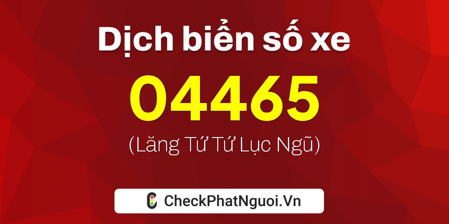 Dịch ý nghĩa <b>biển số xe 29K-04465</b> tại website checkphatnguoi.vn