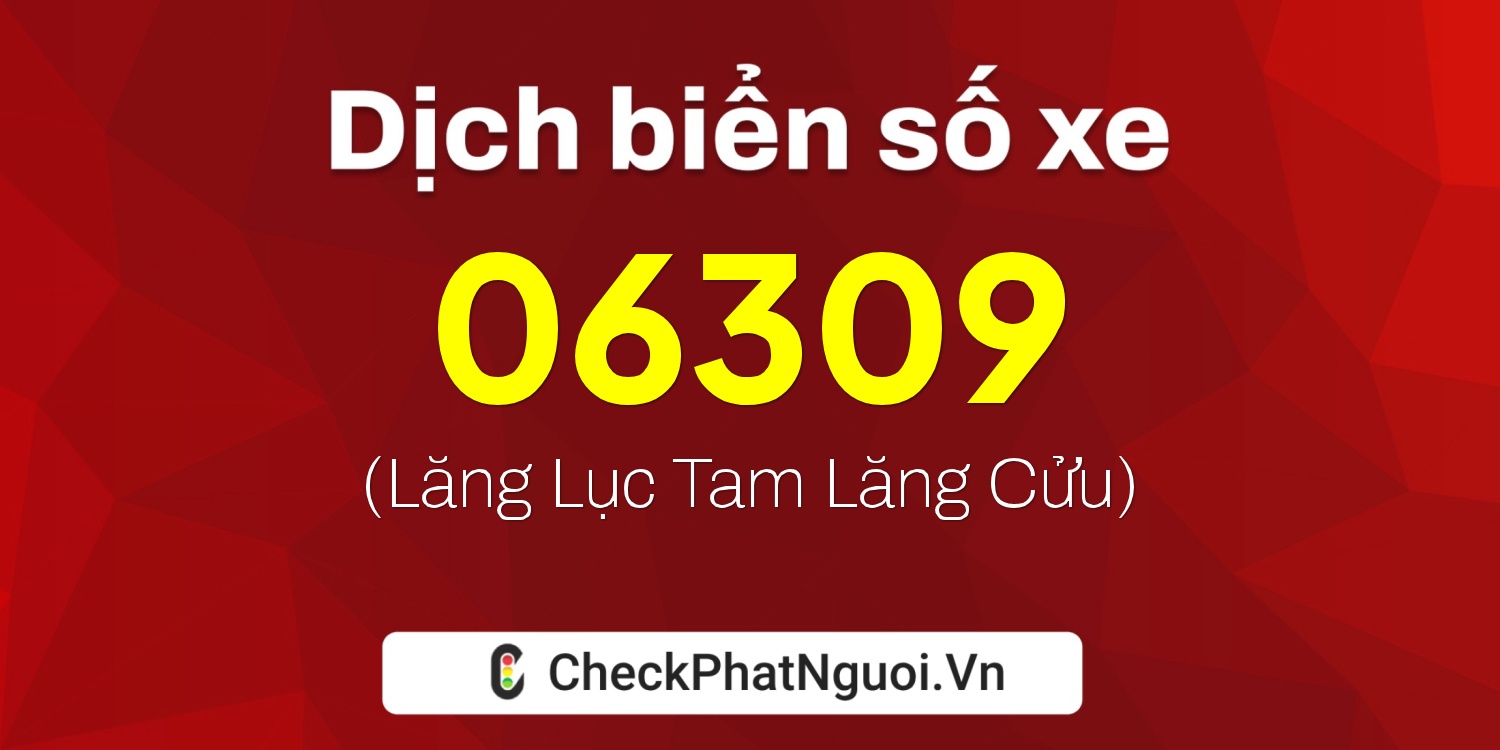 Dịch ý nghĩa <b>biển số xe 59P3-06309</b> tại website checkphatnguoi.vn