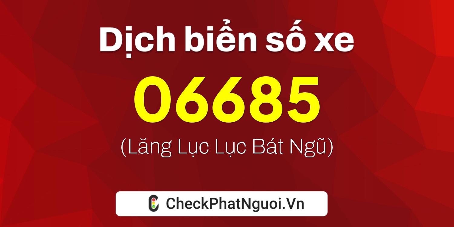 Dịch ý nghĩa <b>biển số xe 98AE-06685</b> tại website checkphatnguoi.vn