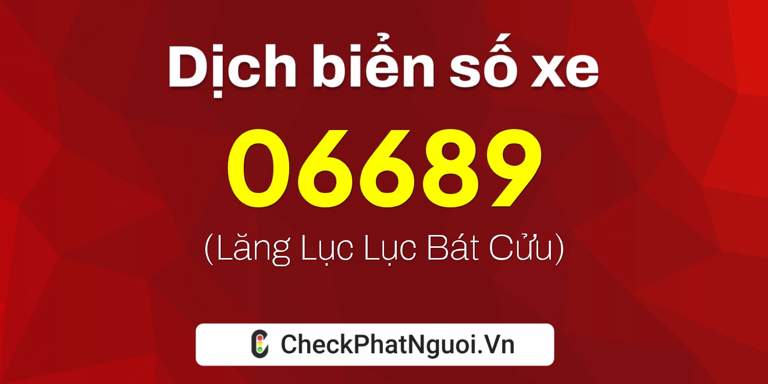 Dịch ý nghĩa <b>biển số xe 99AD-06689</b> tại website checkphatnguoi.vn