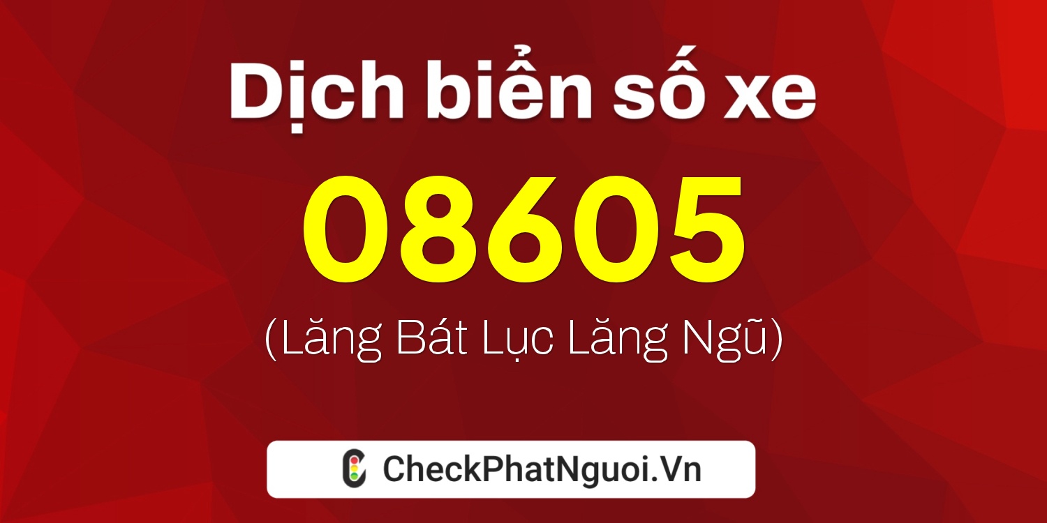 Dịch ý nghĩa <b>biển số xe 30M-08605</b> tại website checkphatnguoi.vn