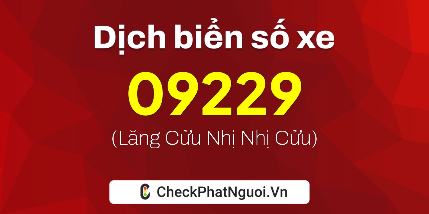 Dịch ý nghĩa <b>biển số xe 92A-09229</b> tại website checkphatnguoi.vn