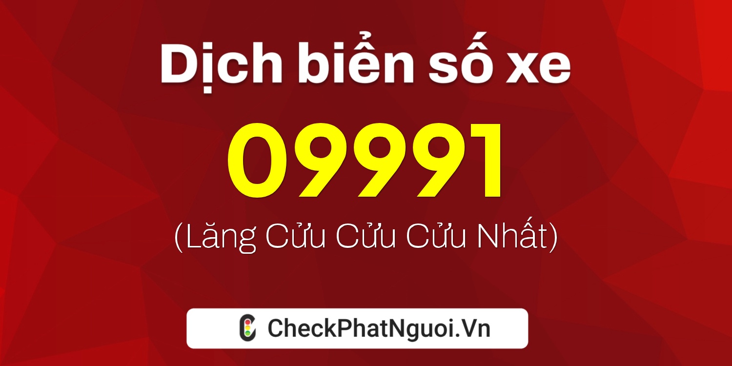 Dịch ý nghĩa <b>biển số xe 69C-09991</b> tại website checkphatnguoi.vn