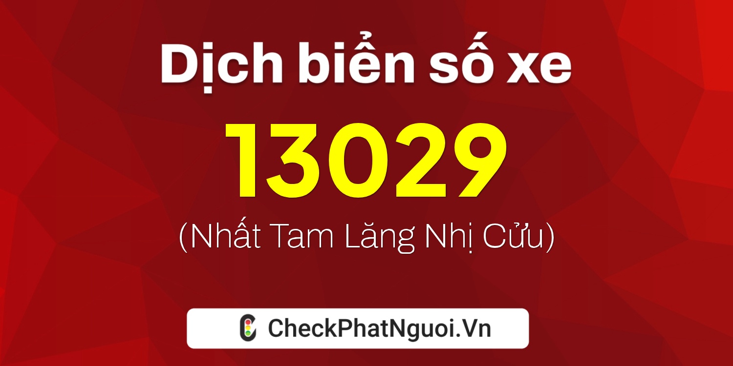 Dịch ý nghĩa <b>biển số xe 30L-13029</b> tại website checkphatnguoi.vn