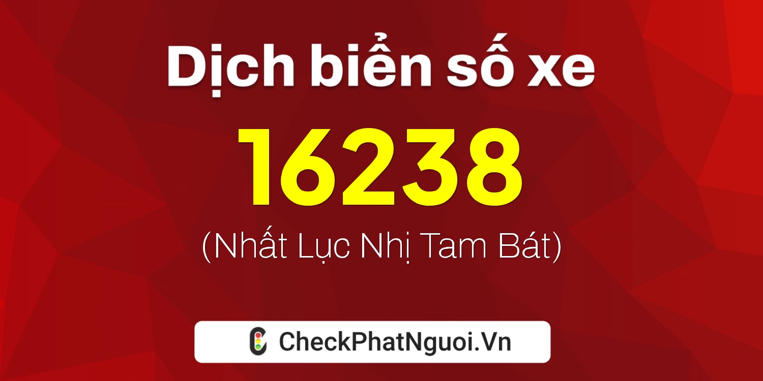 Dịch ý nghĩa <b>biển số xe 30H-16238</b> tại website checkphatnguoi.vn
