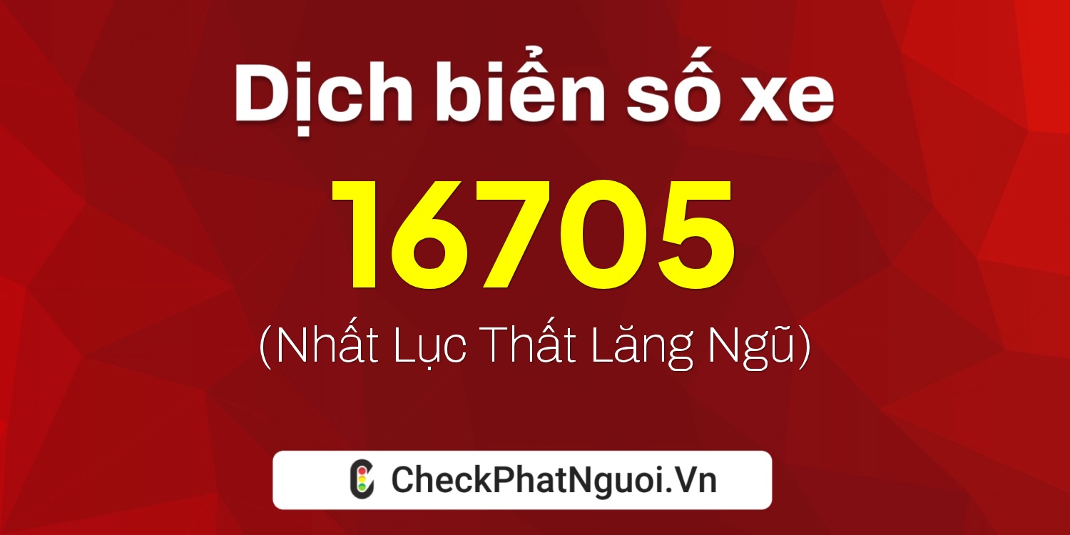 Dịch ý nghĩa <b>biển số xe 65D1-16705</b> tại website checkphatnguoi.vn