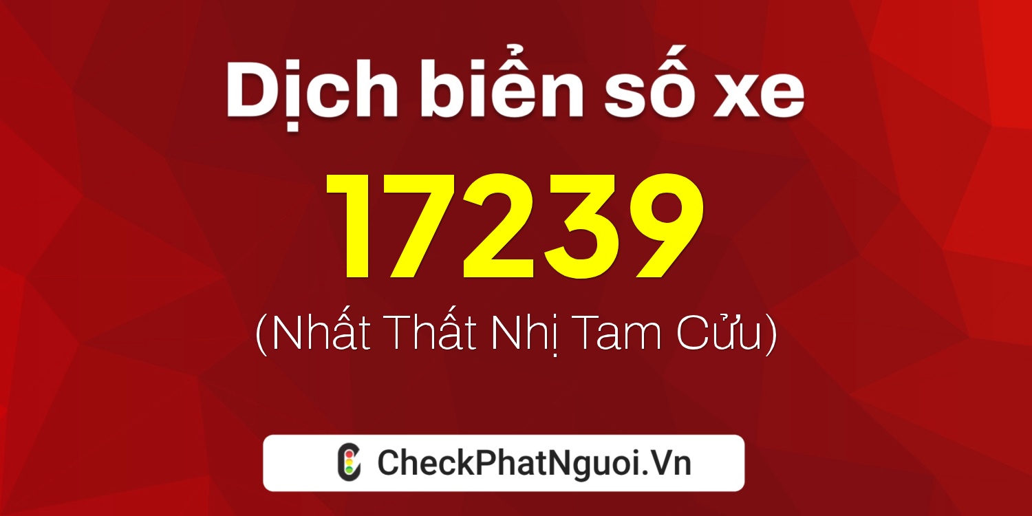 Dịch ý nghĩa <b>biển số xe 74A-17239</b> tại website checkphatnguoi.vn