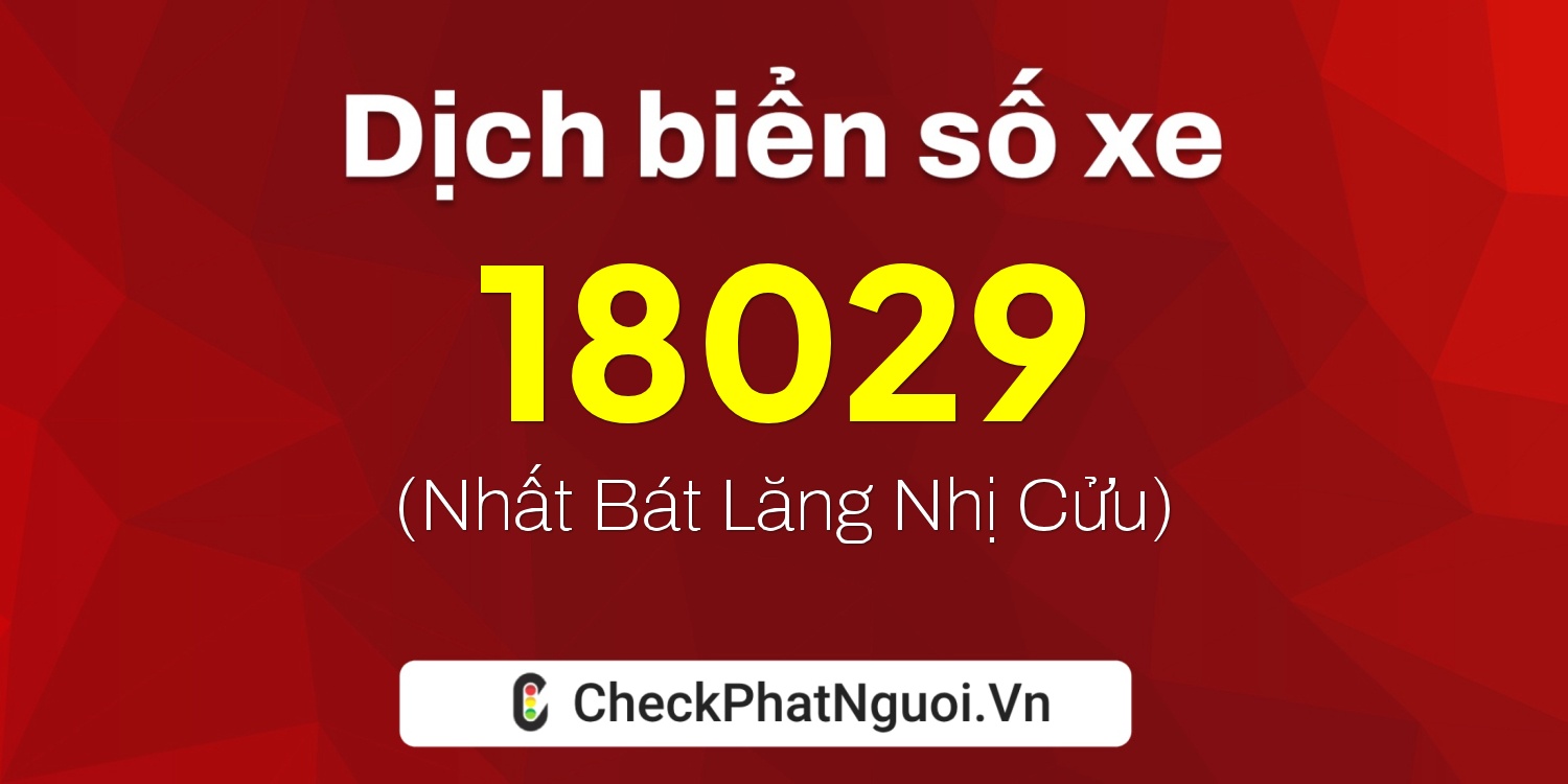 Dịch ý nghĩa <b>biển số xe 99Y-18029</b> tại website checkphatnguoi.vn