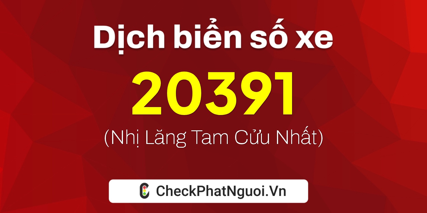Dịch ý nghĩa <b>biển số xe 65C-20391</b> tại website checkphatnguoi.vn