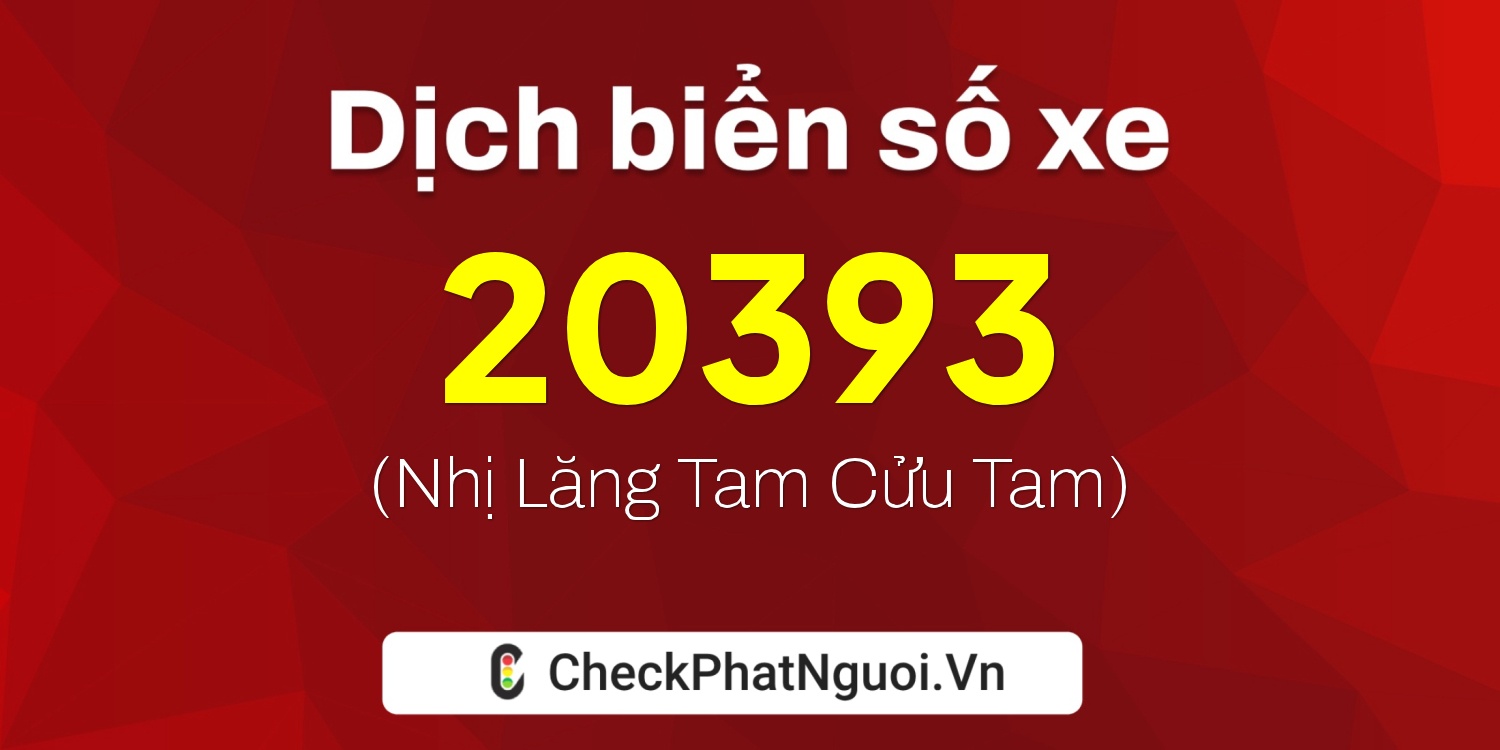 Dịch ý nghĩa <b>biển số xe 98A-20393</b> tại website checkphatnguoi.vn