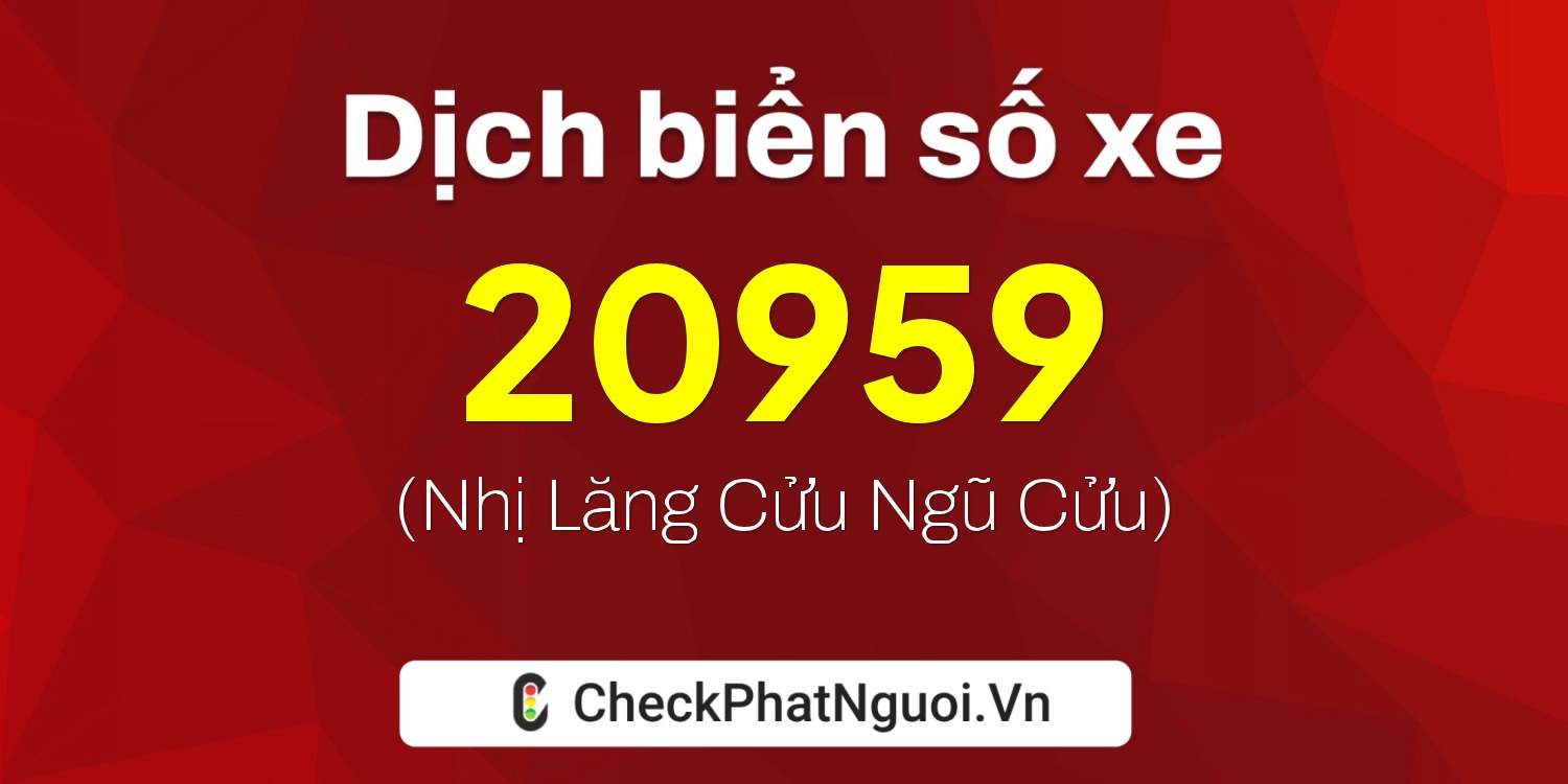 Dịch ý nghĩa <b>biển số xe 29AE-20959</b> tại website checkphatnguoi.vn