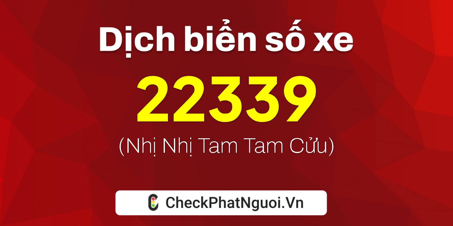 Dịch ý nghĩa <b>biển số xe 22339</b> tại website checkphatnguoi.vn