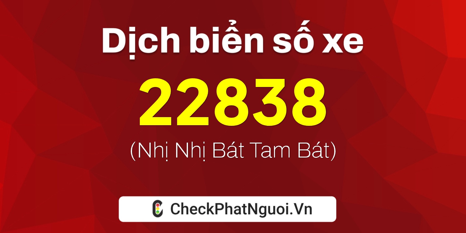 Dịch ý nghĩa <b>biển số xe 62C1-22838</b> tại website checkphatnguoi.vn