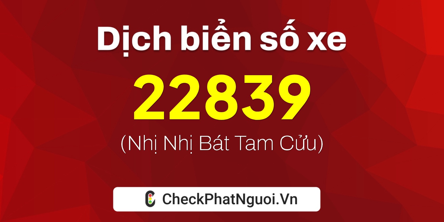 Dịch ý nghĩa <b>biển số xe 59C1-22839</b> tại website checkphatnguoi.vn