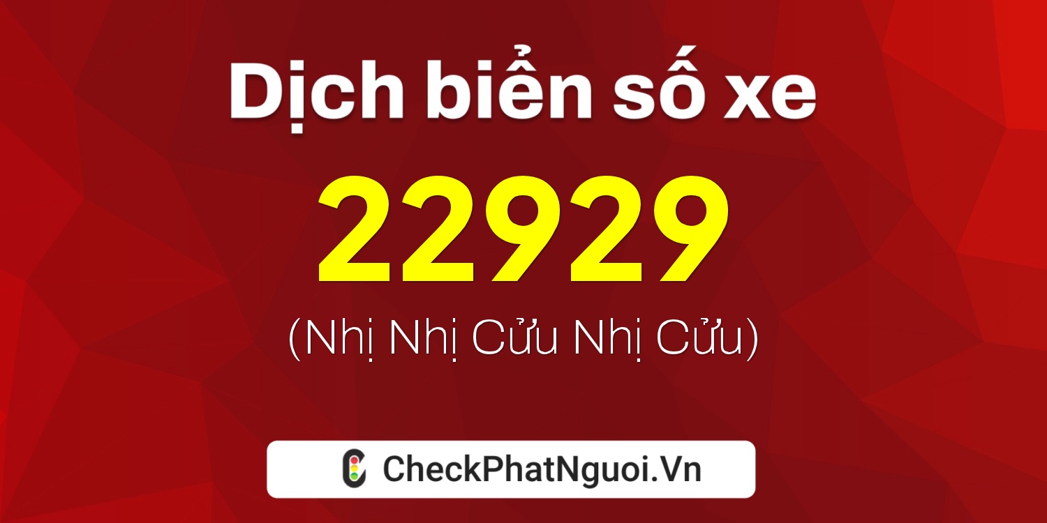 Dịch ý nghĩa <b>biển số xe 22929</b> tại website checkphatnguoi.vn