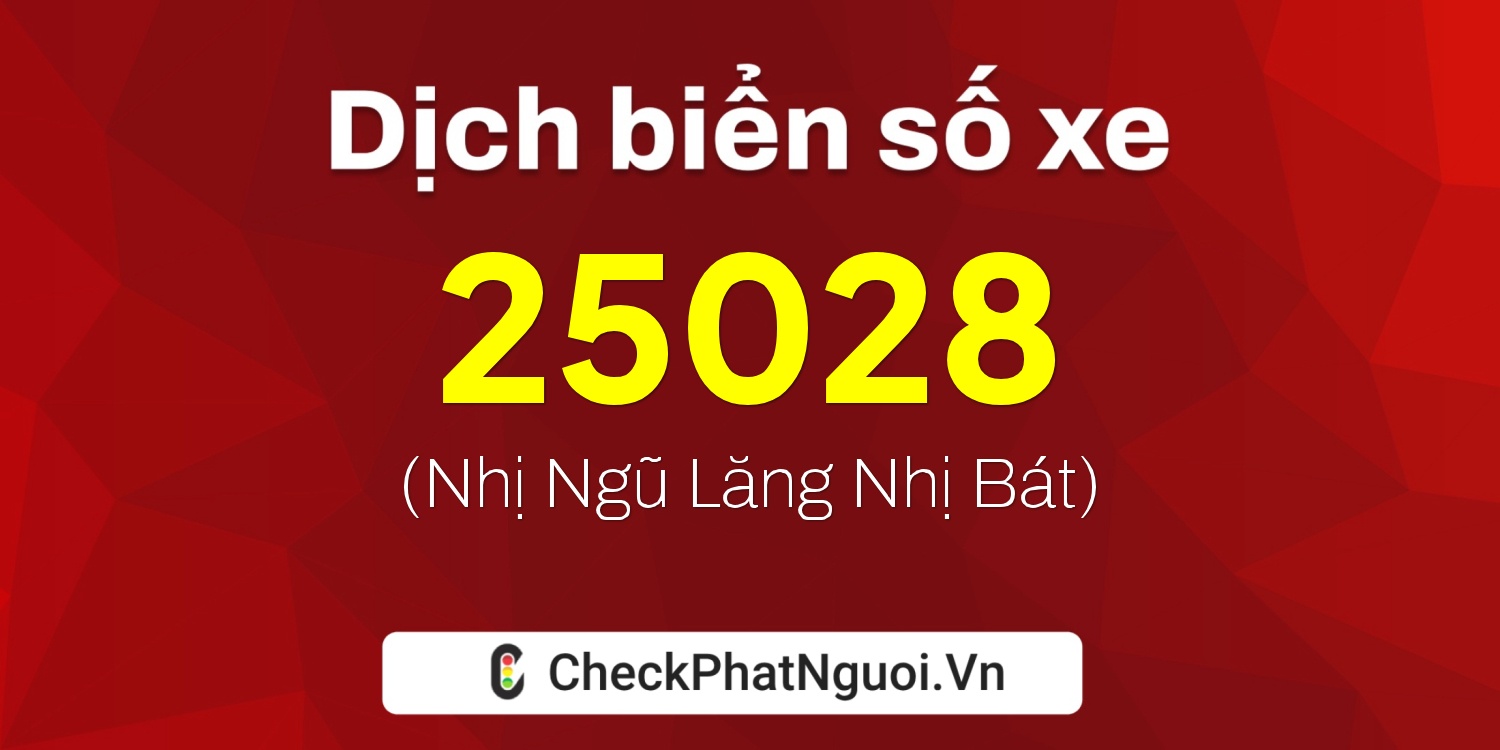 Dịch ý nghĩa <b>biển số xe 50Y-25028</b> tại website checkphatnguoi.vn