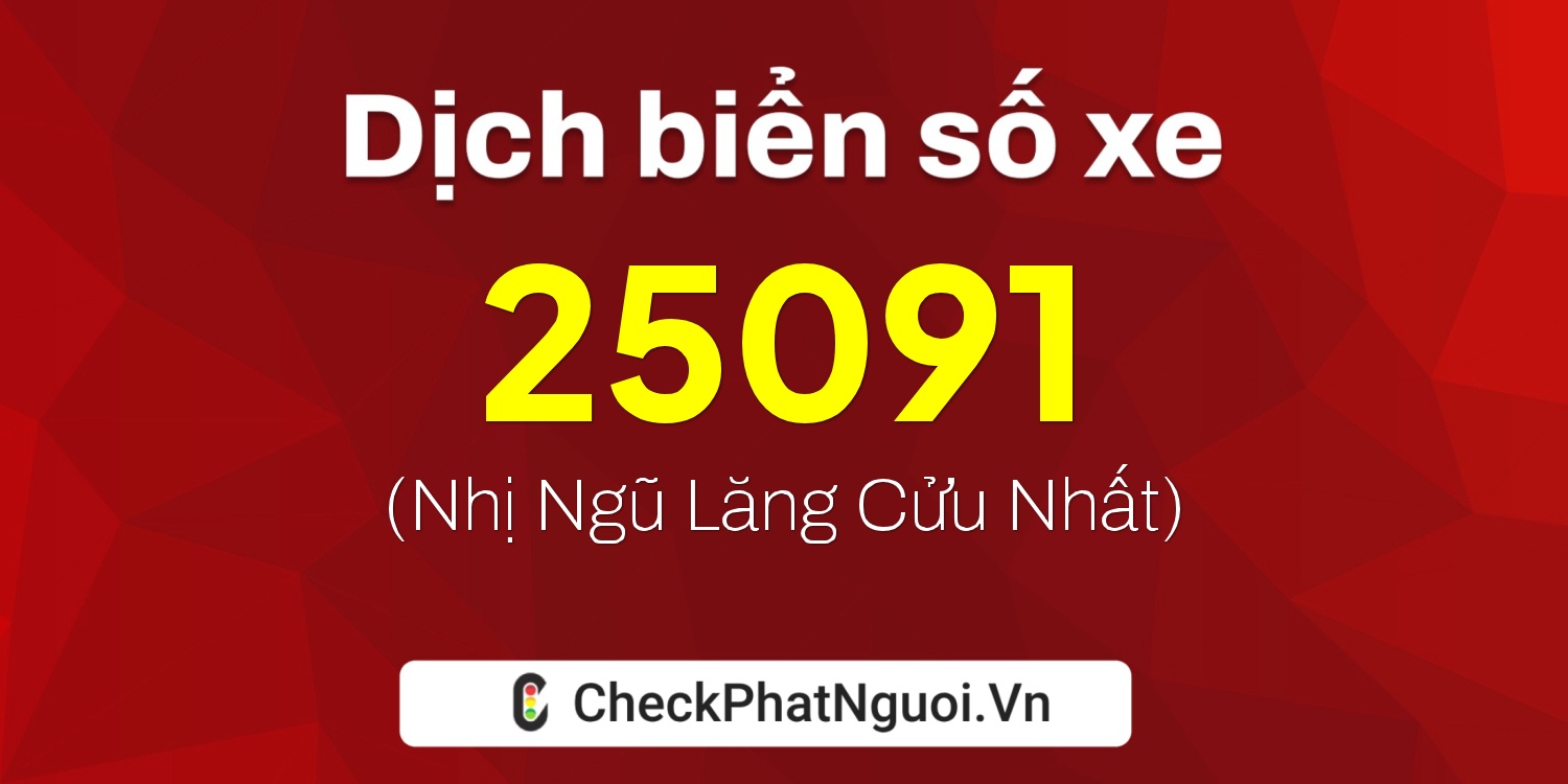 Dịch ý nghĩa <b>biển số xe 51G-25091</b> tại website checkphatnguoi.vn