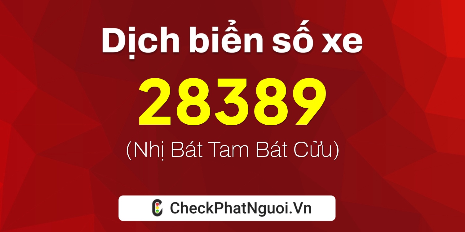 Dịch ý nghĩa <b>biển số xe 99B-28389</b> tại website checkphatnguoi.vn