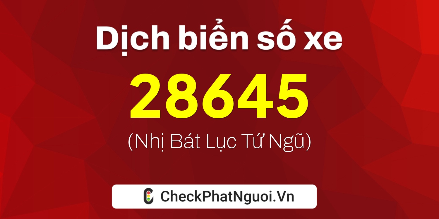 Dịch ý nghĩa <b>biển số xe 20A-28645</b> tại website checkphatnguoi.vn