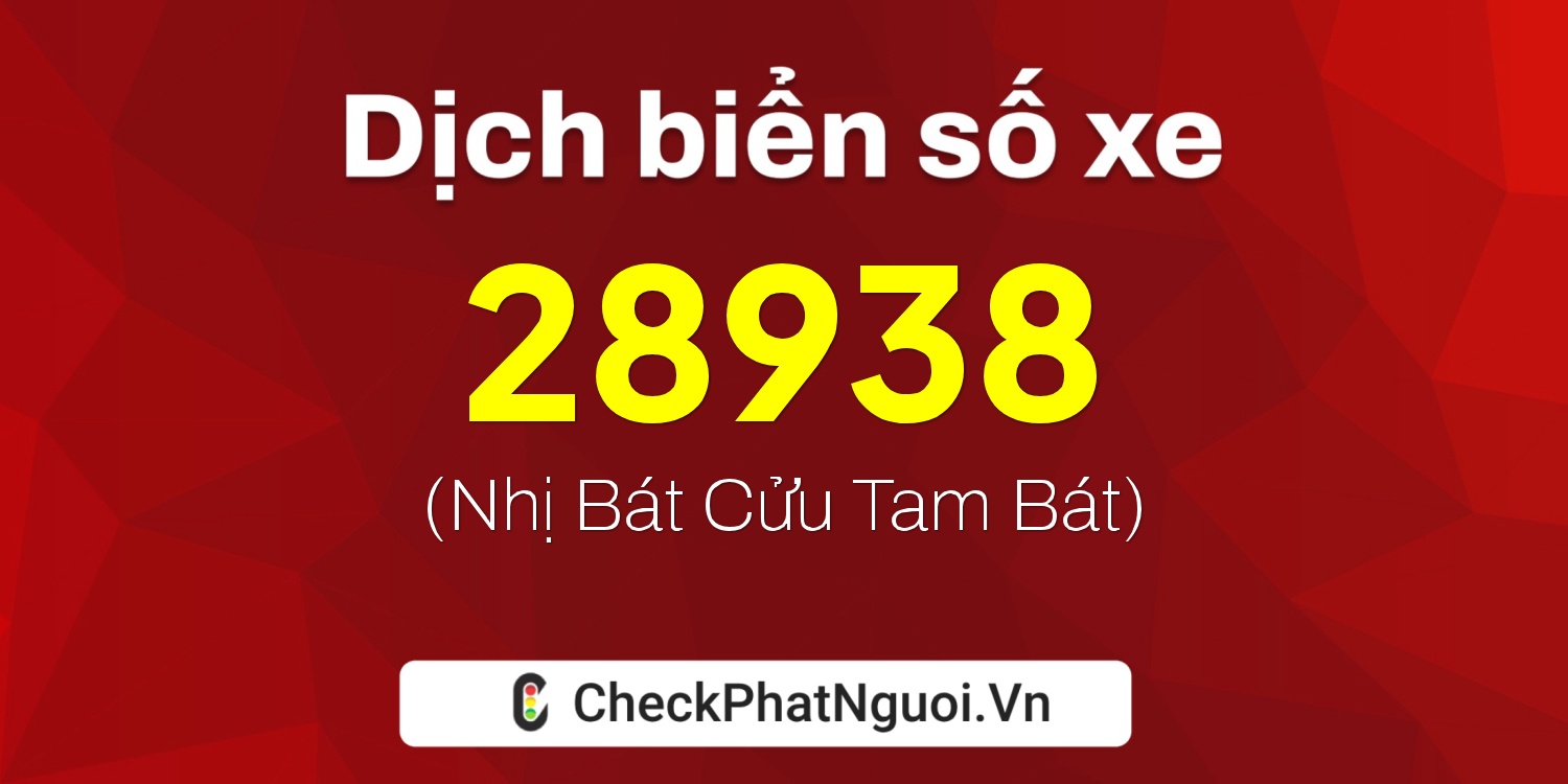 Dịch ý nghĩa <b>biển số xe 77A-28938</b> tại website checkphatnguoi.vn
