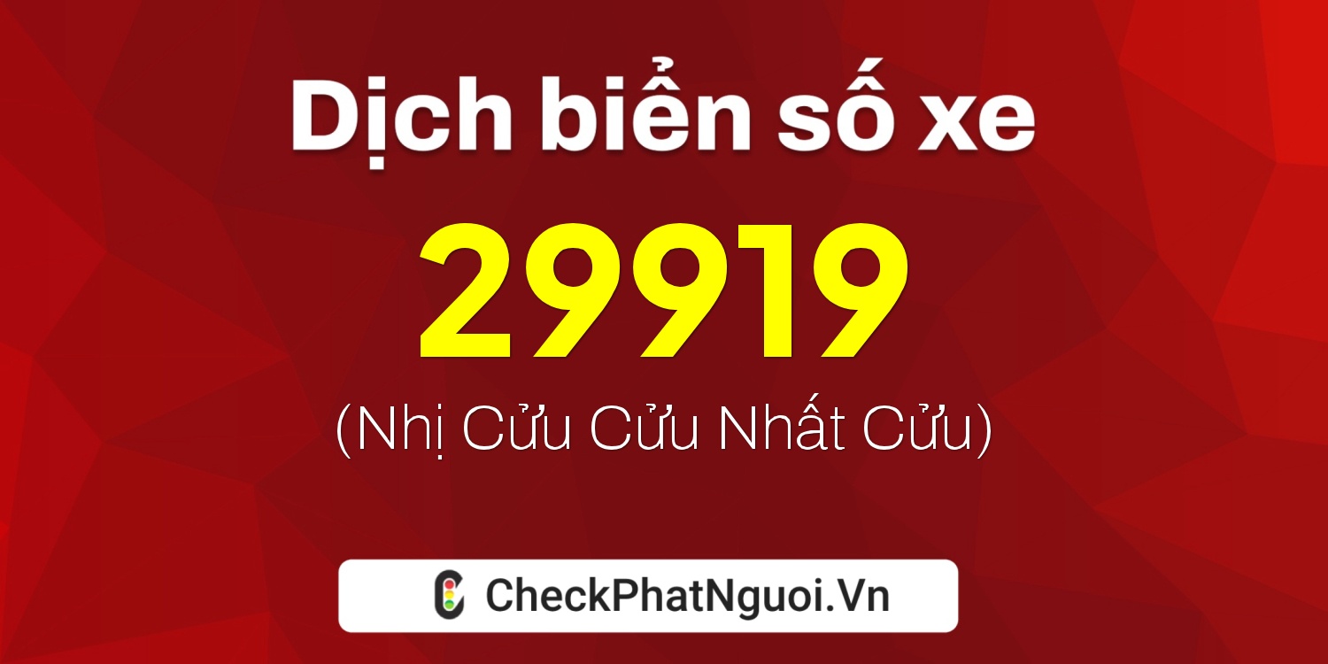 Dịch ý nghĩa <b>biển số xe 29A-29919</b> tại website checkphatnguoi.vn