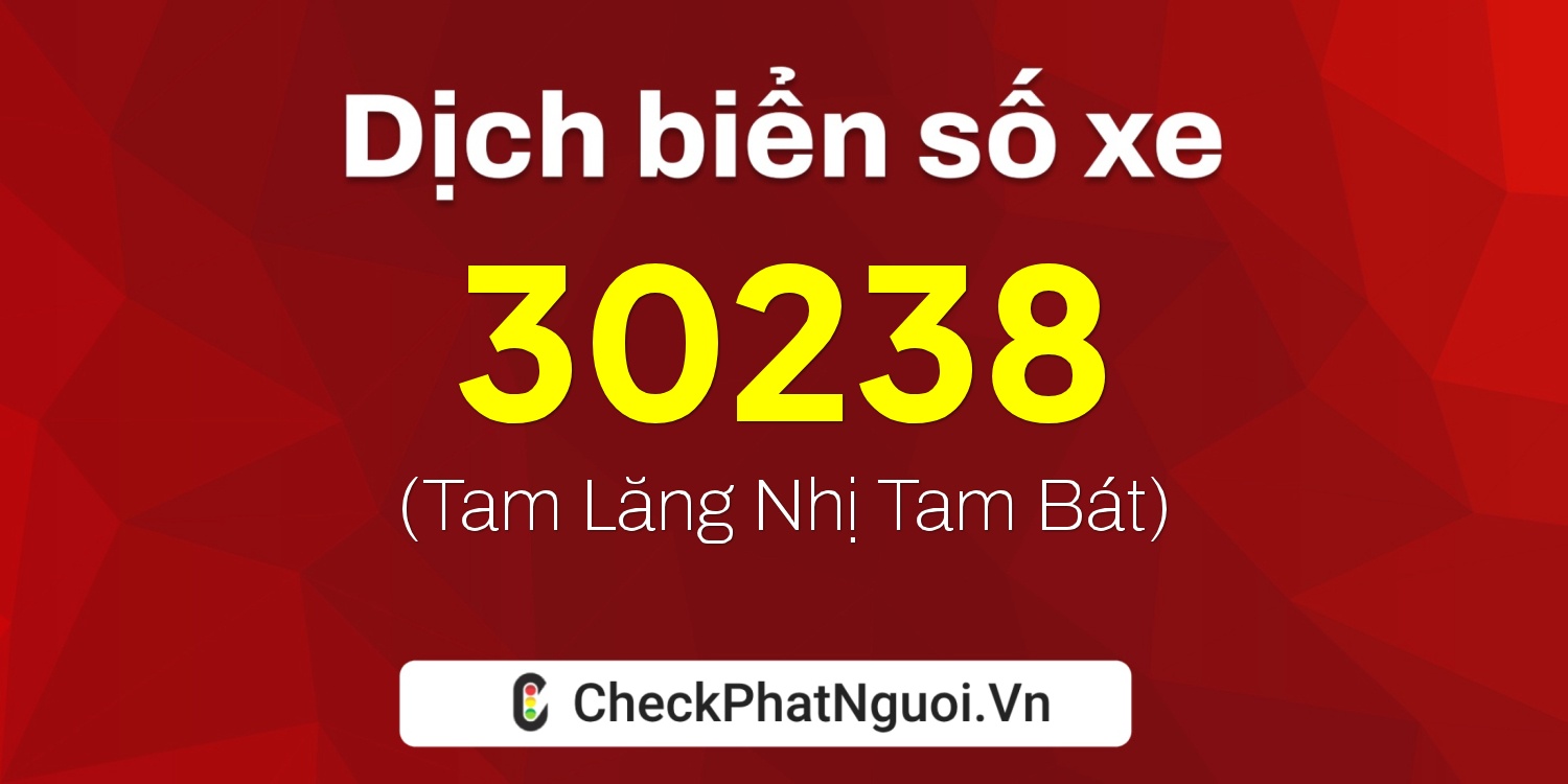 Dịch ý nghĩa <b>biển số xe 84B1-30238</b> tại website checkphatnguoi.vn