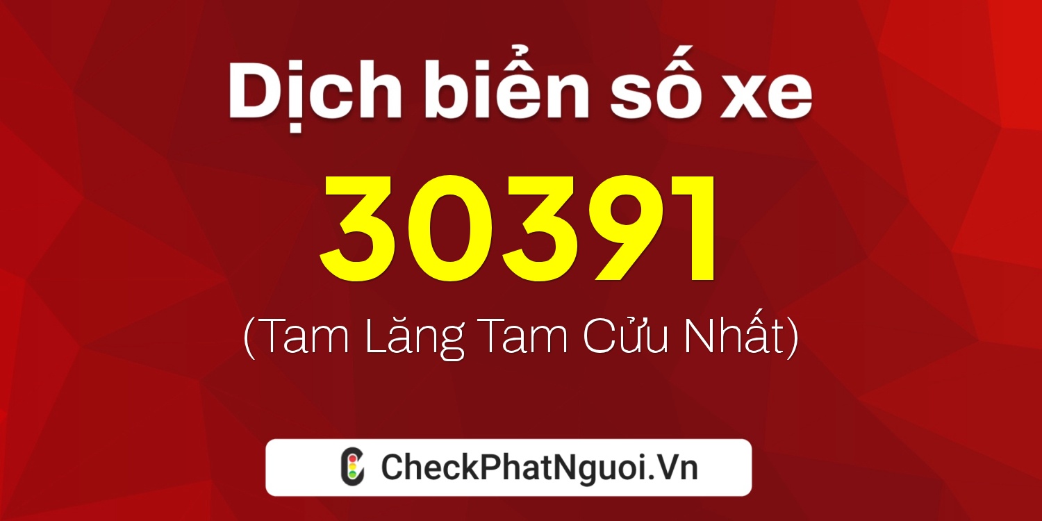 Dịch ý nghĩa <b>biển số xe 49A-30391</b> tại website checkphatnguoi.vn