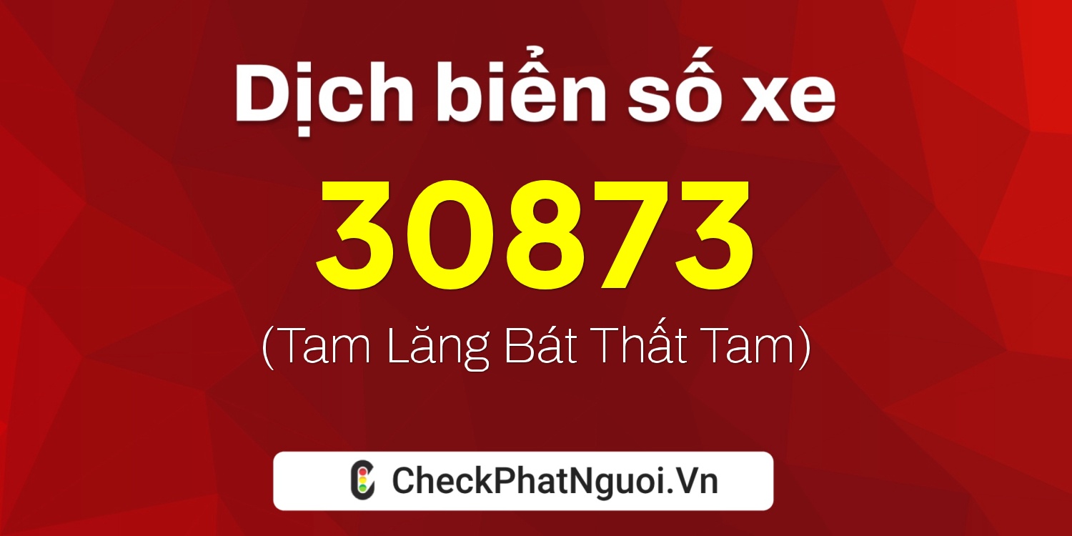 Dịch ý nghĩa <b>biển số xe 99C-30873</b> tại website checkphatnguoi.vn