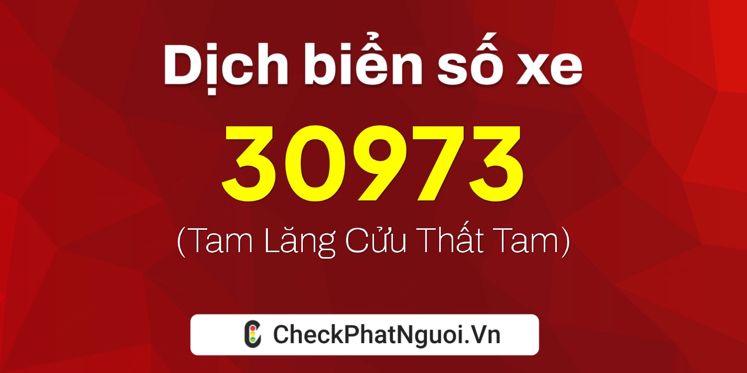 Dịch ý nghĩa <b>biển số xe 60B3-30973</b> tại website checkphatnguoi.vn