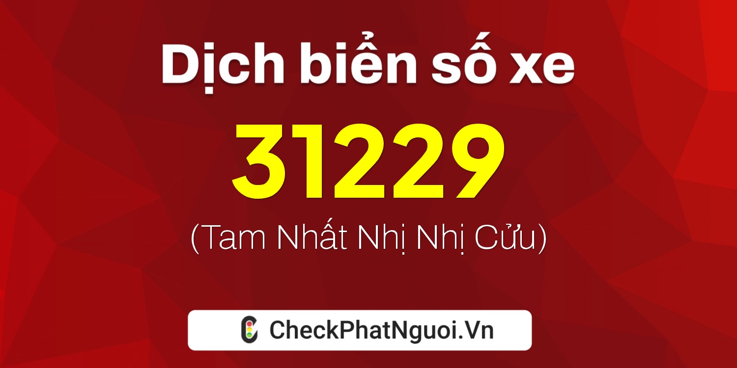 Dịch ý nghĩa <b>biển số xe 30L-31229</b> tại website checkphatnguoi.vn