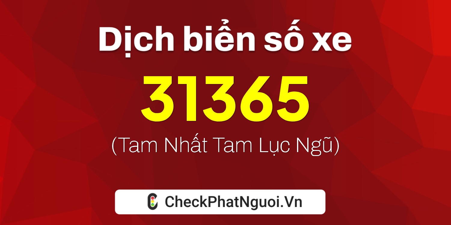 Dịch ý nghĩa <b>biển số xe 85C1-31365</b> tại website checkphatnguoi.vn