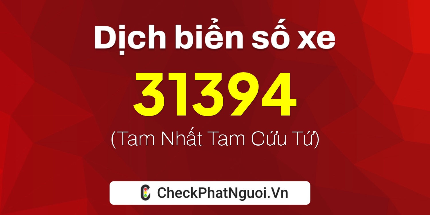 Dịch ý nghĩa <b>biển số xe 29D2-31394</b> tại website checkphatnguoi.vn