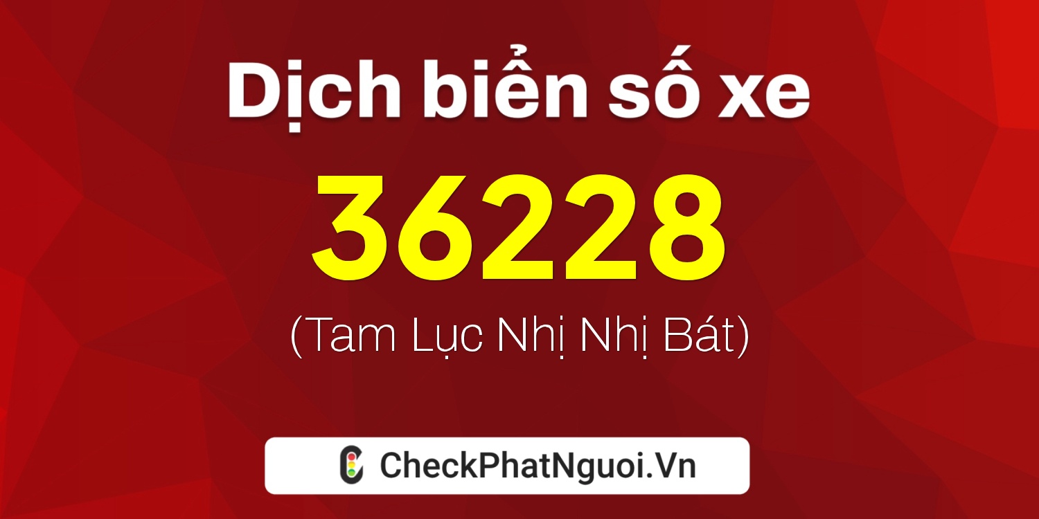 Dịch ý nghĩa <b>biển số xe 15B4-36228</b> tại website checkphatnguoi.vn