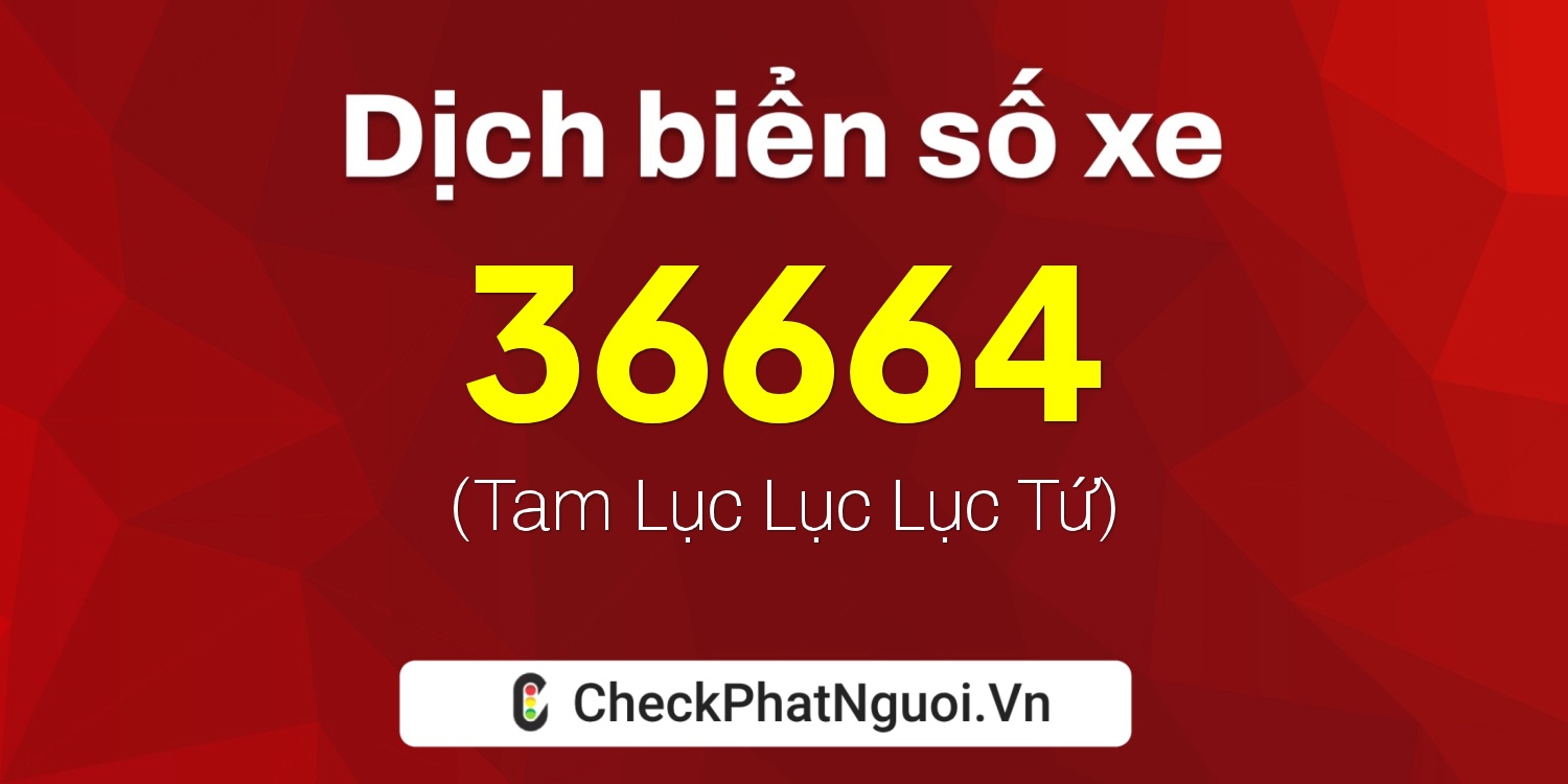 Dịch ý nghĩa <b>biển số xe 38K1-36664</b> tại website checkphatnguoi.vn