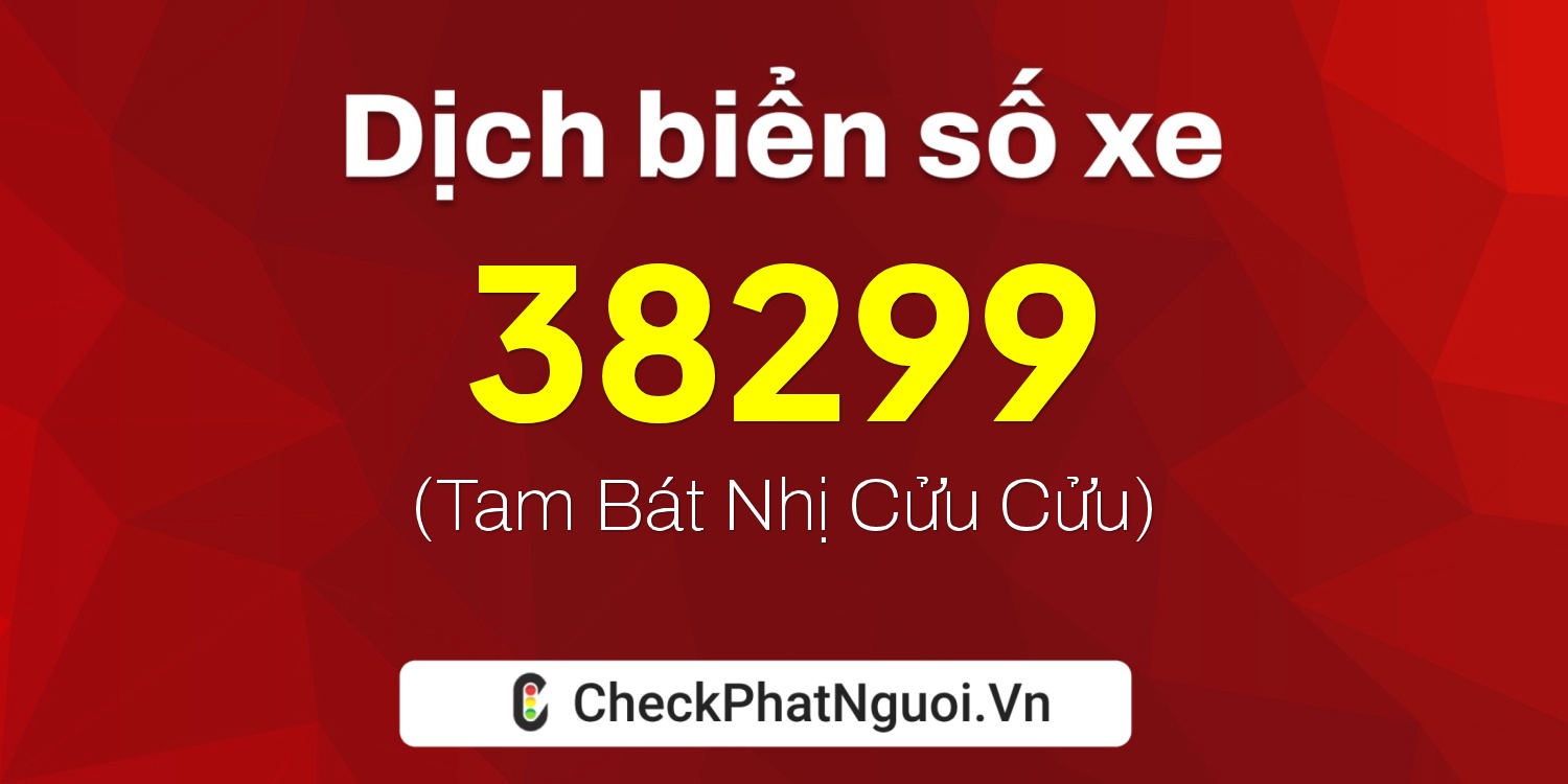 Dịch ý nghĩa <b>biển số xe 22B2-38299</b> tại website checkphatnguoi.vn