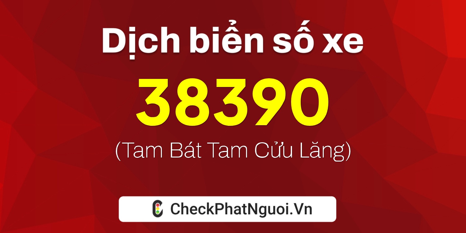 Dịch ý nghĩa <b>biển số xe 19S1-38390</b> tại website checkphatnguoi.vn