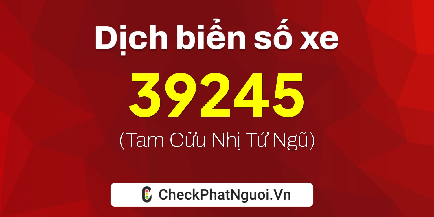 Dịch ý nghĩa <b>biển số xe 19A-39245</b> tại website checkphatnguoi.vn