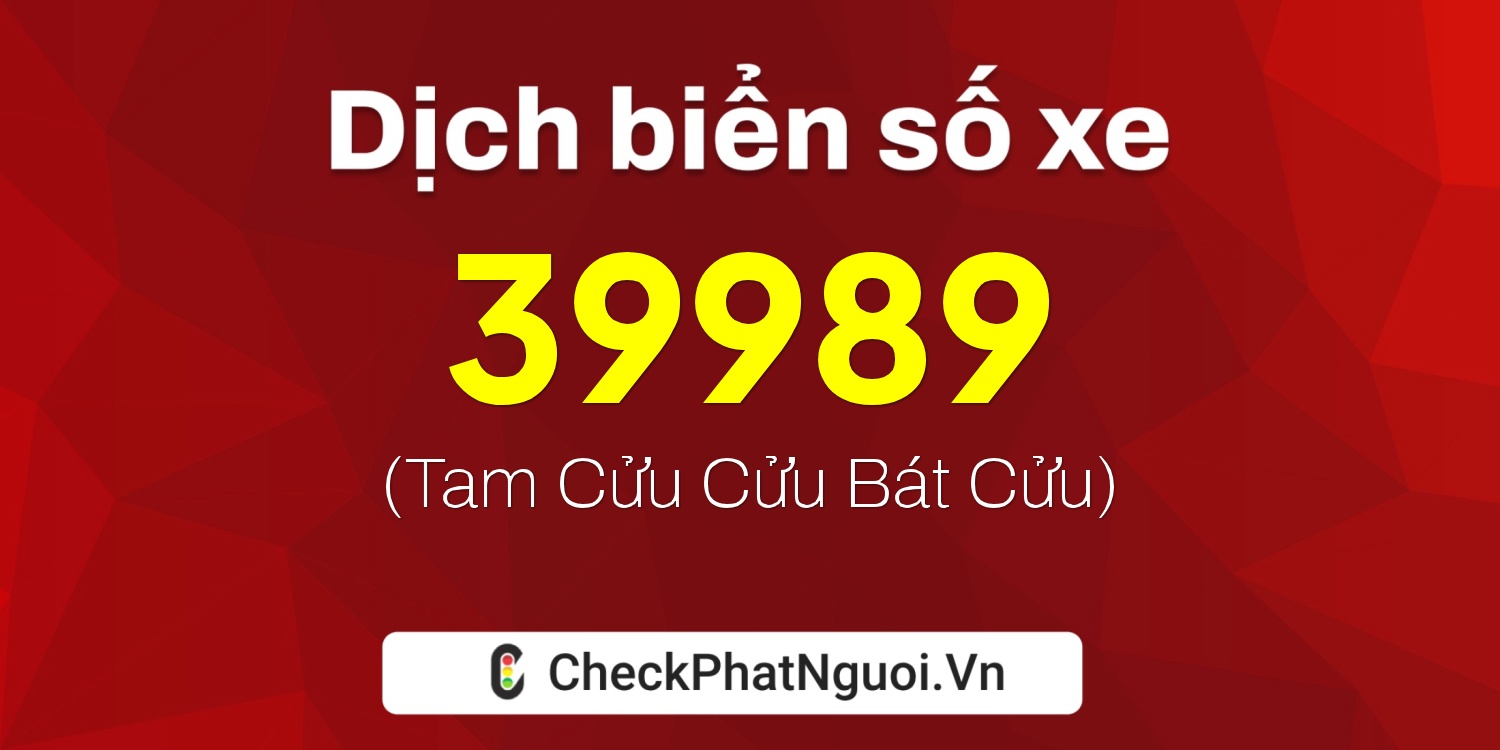 Dịch ý nghĩa <b>biển số xe 29V-39989</b> tại website checkphatnguoi.vn