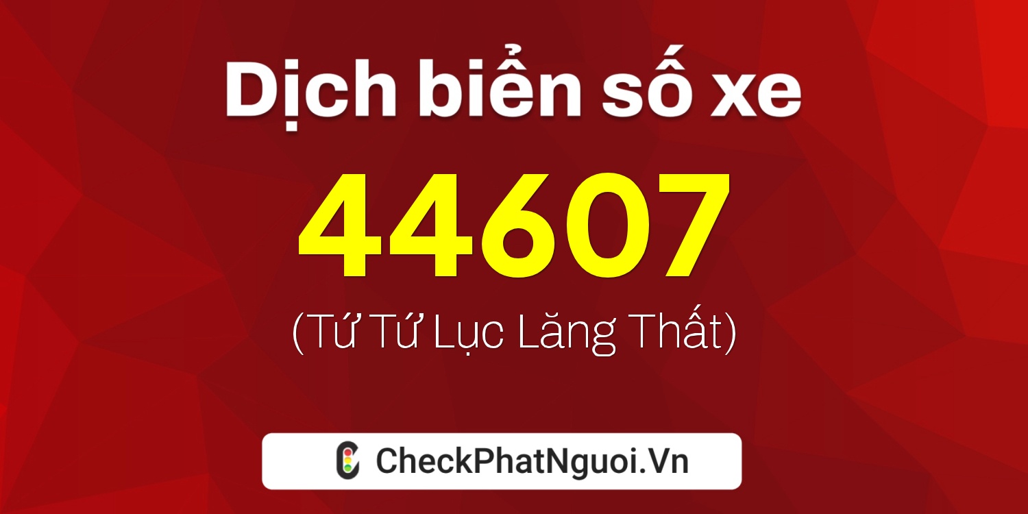 Dịch ý nghĩa <b>biển số xe 43A-44607</b> tại website checkphatnguoi.vn