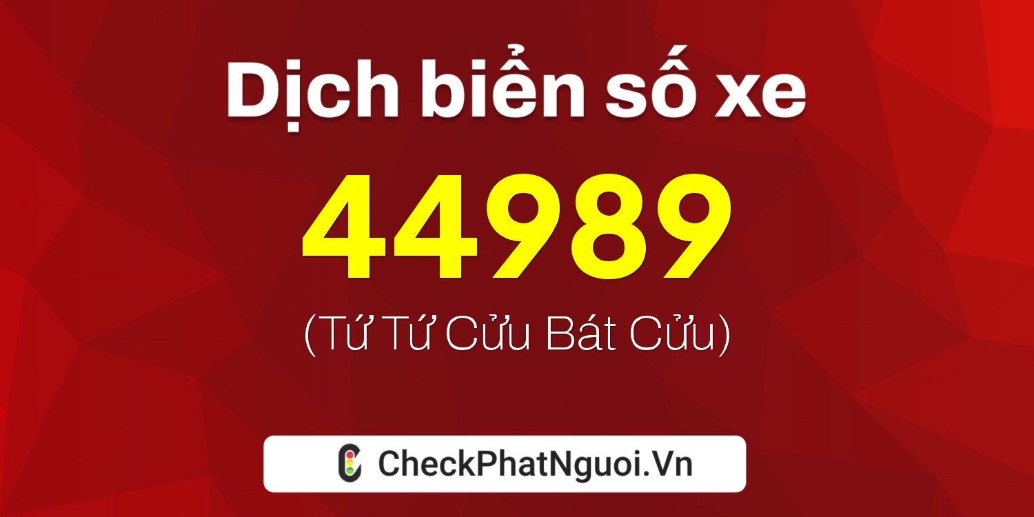 Dịch ý nghĩa <b>biển số xe 36E1-44989</b> tại website checkphatnguoi.vn
