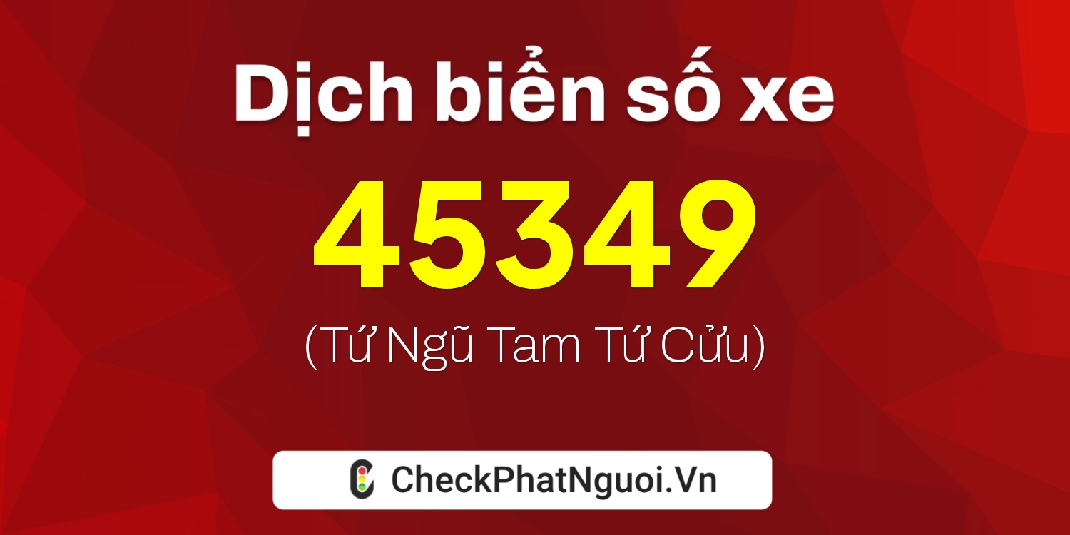 Dịch ý nghĩa <b>biển số xe 60B8-45349</b> tại website checkphatnguoi.vn