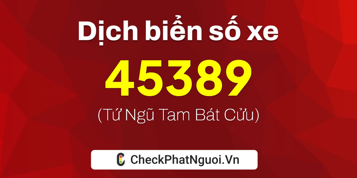 Dịch ý nghĩa <b>biển số xe 19G1-45389</b> tại website checkphatnguoi.vn