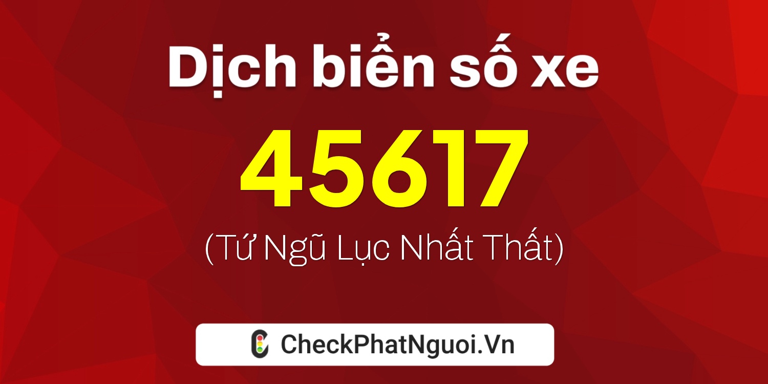 Dịch ý nghĩa <b>biển số xe 77G1-45617</b> tại website checkphatnguoi.vn