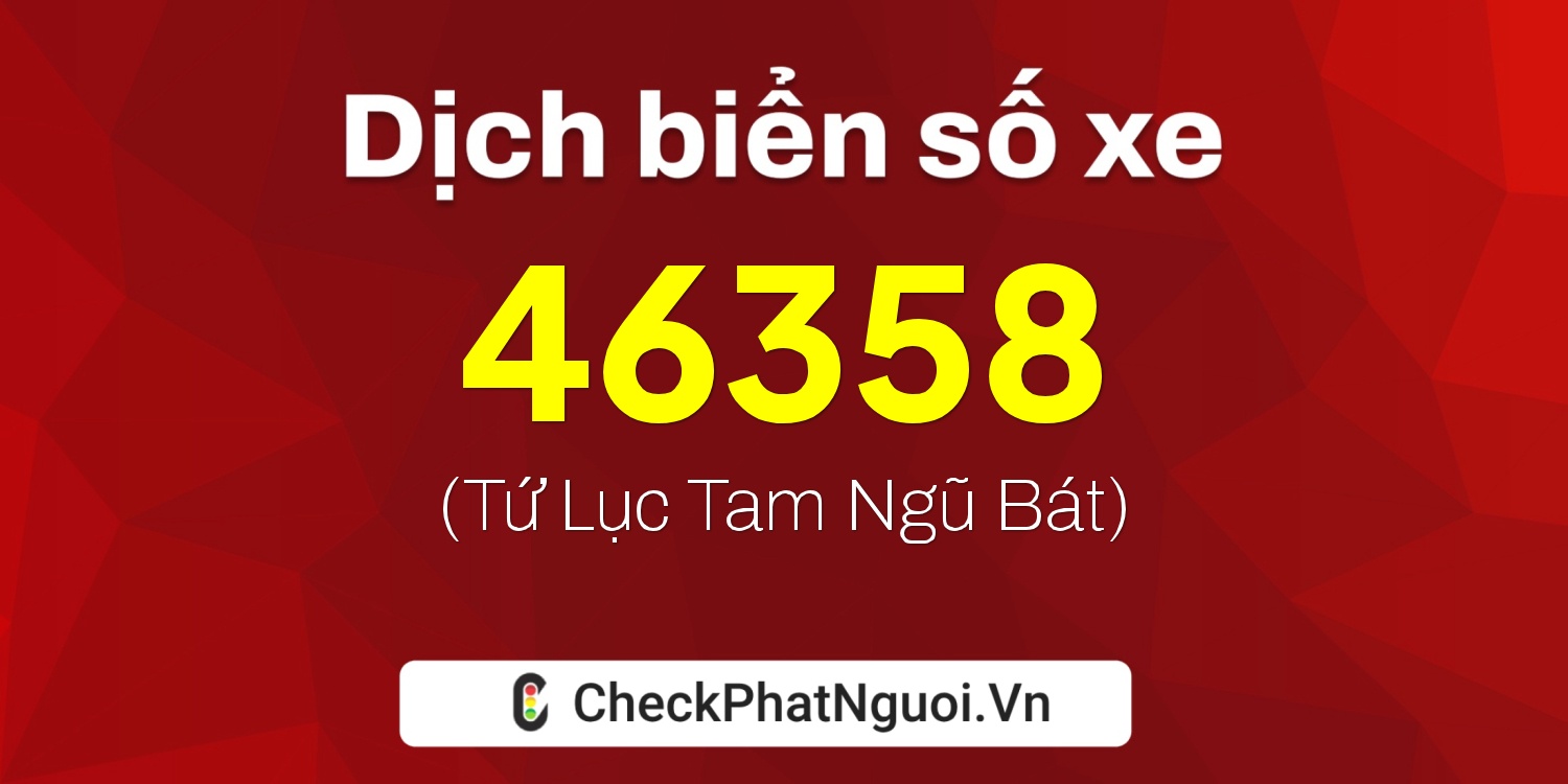 Dịch ý nghĩa <b>biển số xe 29D1-46358</b> tại website checkphatnguoi.vn
