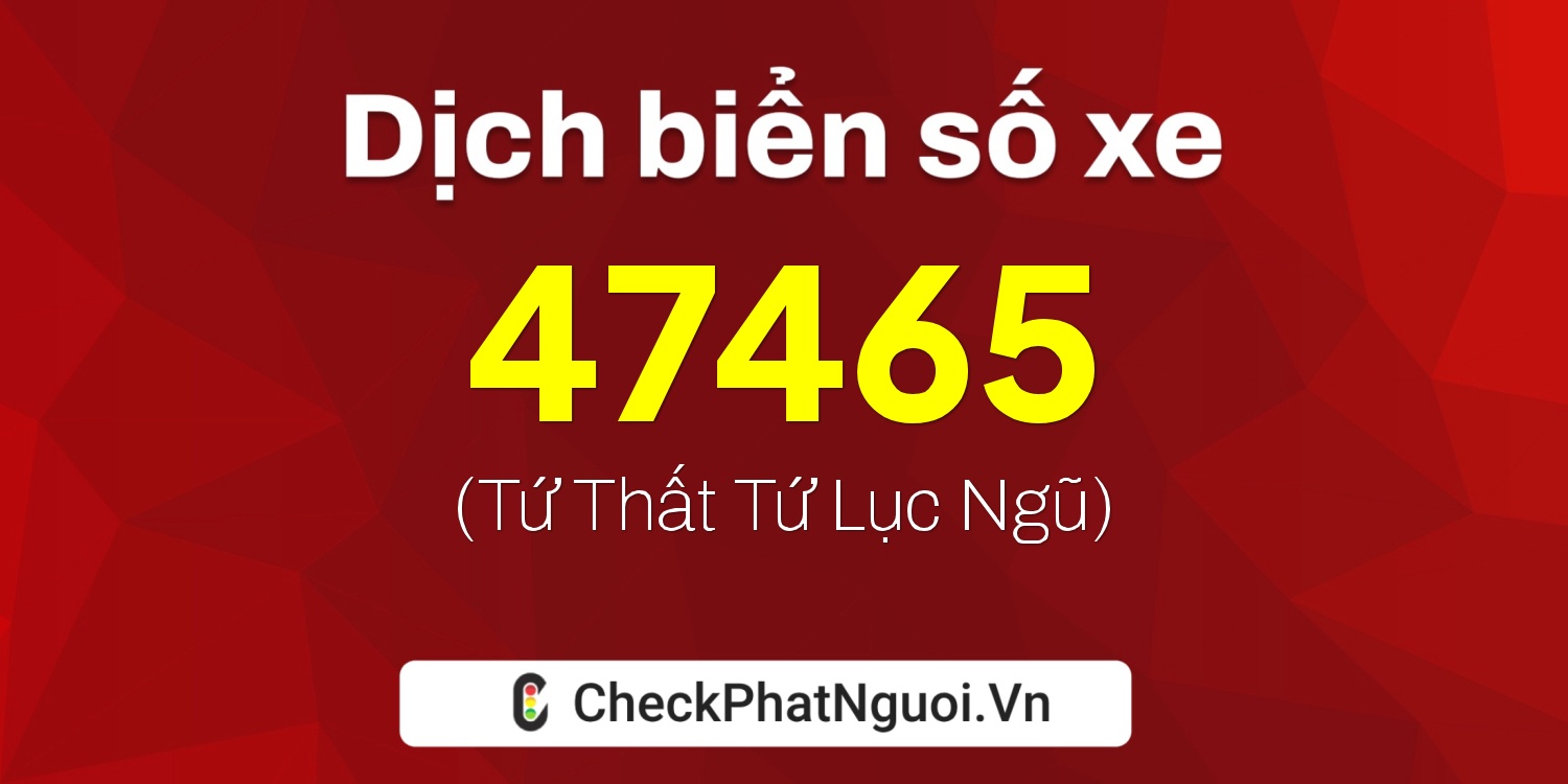 Dịch ý nghĩa <b>biển số xe 29AD-47465</b> tại website checkphatnguoi.vn