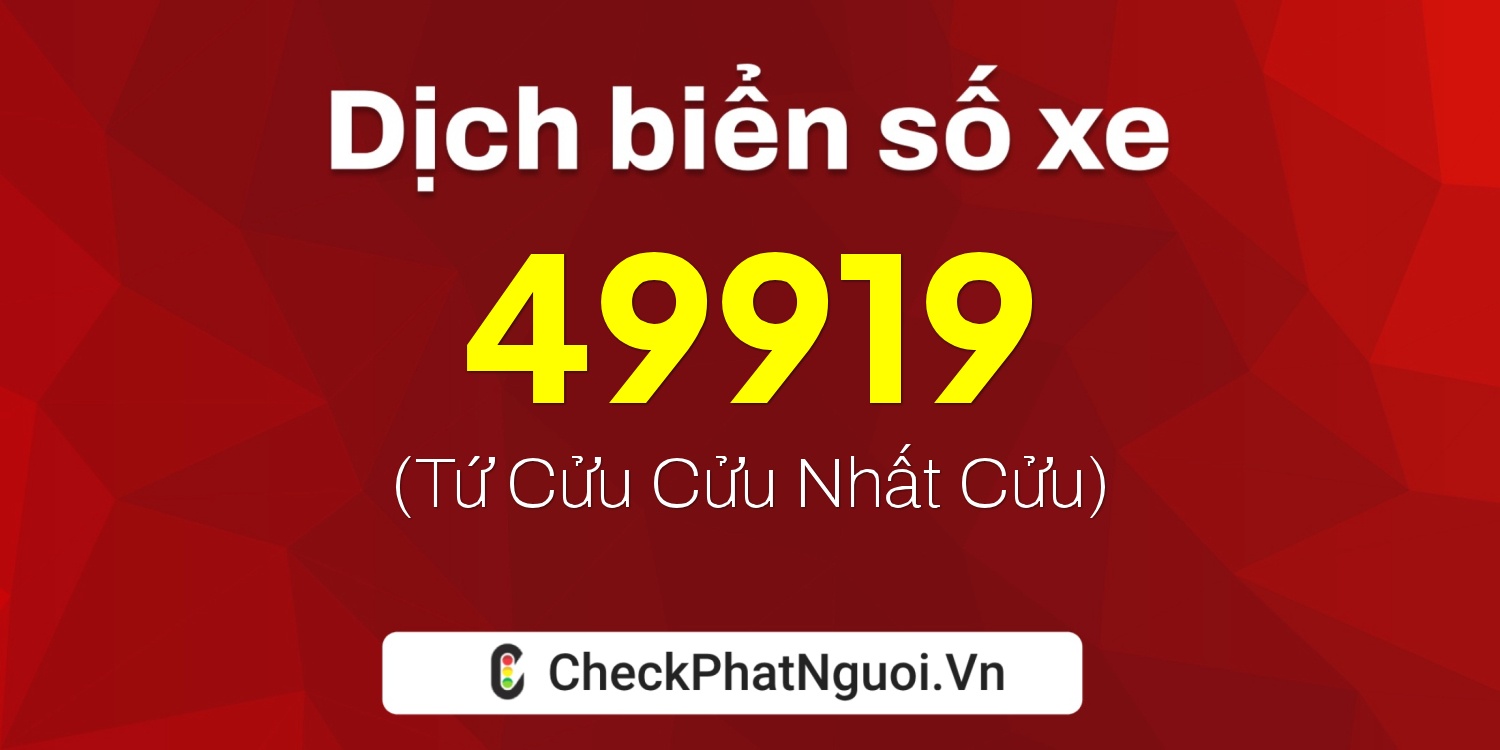 Dịch ý nghĩa <b>biển số xe 29C1-49919</b> tại website checkphatnguoi.vn